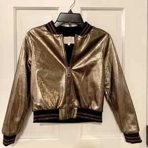 Hannah Banana gold bomber jacket